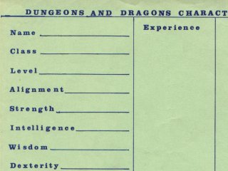 A very old version of the Dungeons and Dragons character sheet.