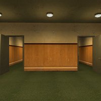 A screenshot of two identical doors from The Stanley Parable